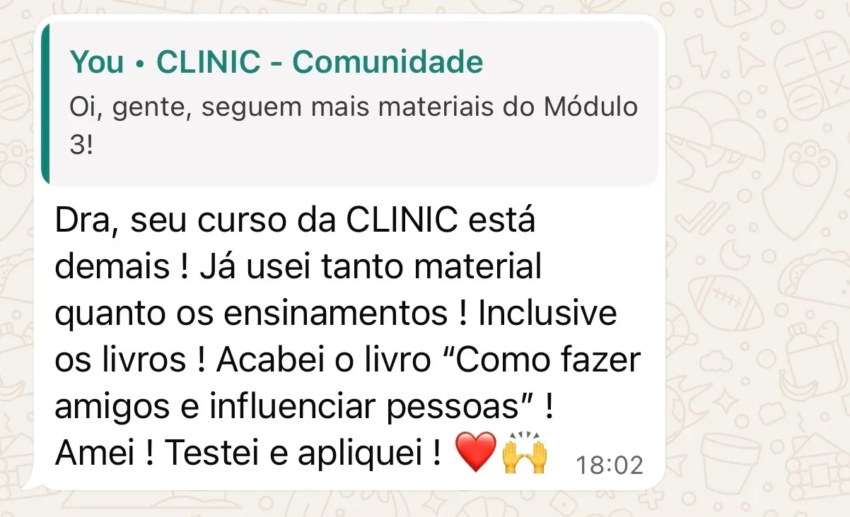 Curso Clinic - Dra. Nayara Cioffi - Depoimento